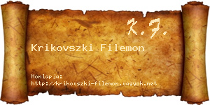 Krikovszki Filemon névjegykártya